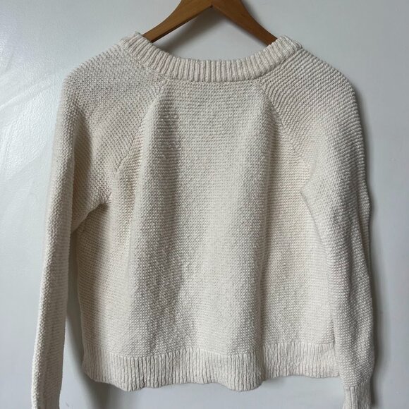 Madewell Arden V-Neck Crop Pullover Sweater | Size: S | Color: White - Picture 3 of 4